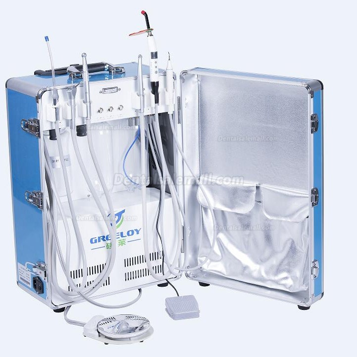 Greeloy® GU-P206 Portable Dental Unit + E-generator +Turbine Handpiece + Low Speed Handpiece + Air Polisher